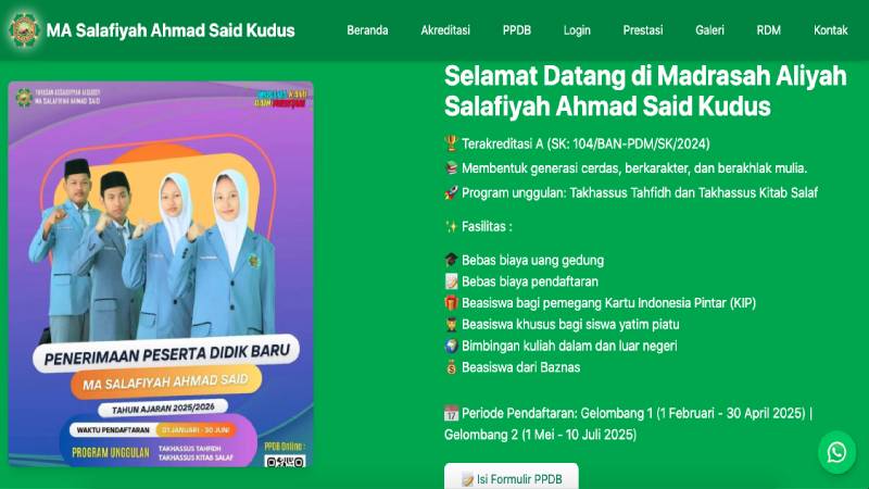 Web Profile Sekolah - MA Salafiyah Ahmad Said Kudus